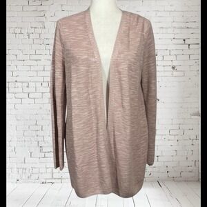 J. Jill Linen Blend Size Small Long Open Front Cardigan Rose Pink Minimalist